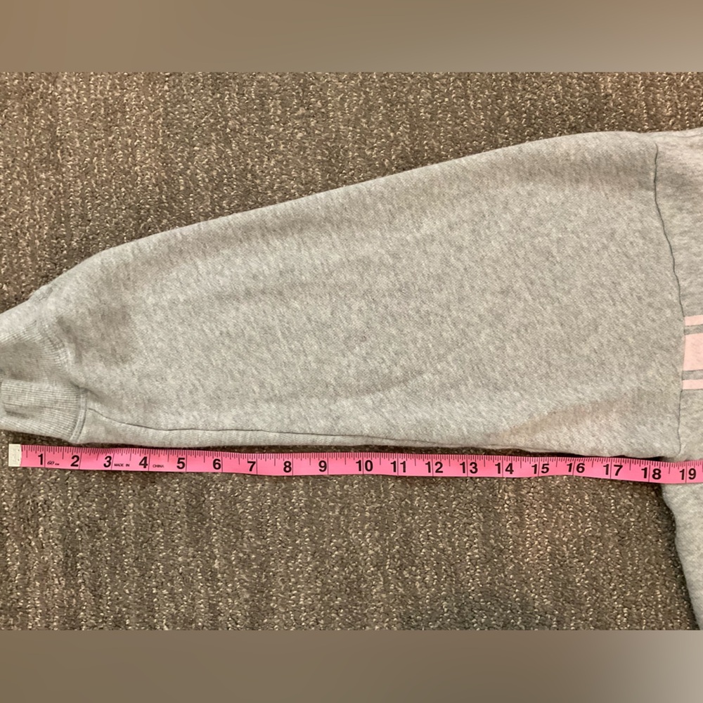 PINK Victoria's Secret Gray Sweatshirt with Pink Stripe - Picture 6 of 6